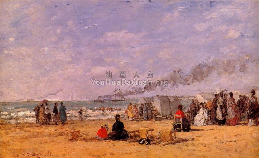 The Beach at Trouville - 尤金·布丹